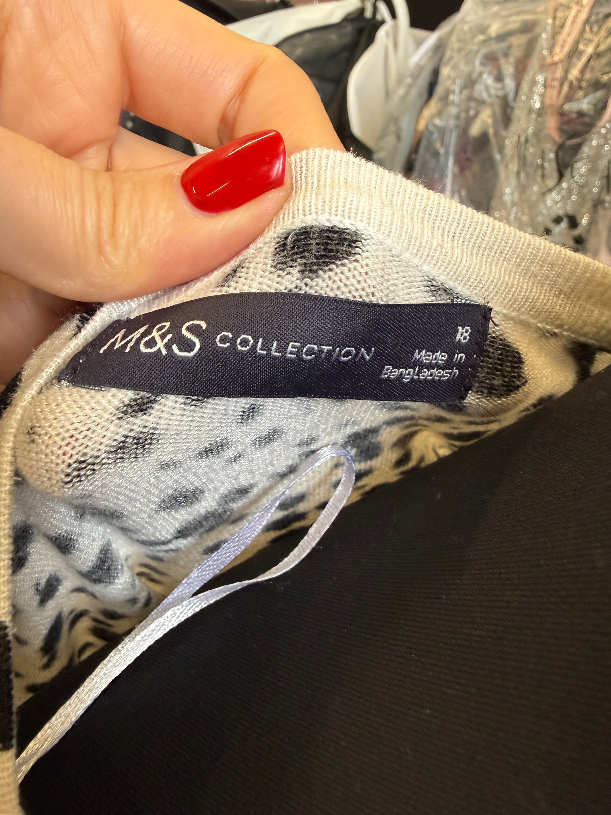 M&S animal print round neck jumper