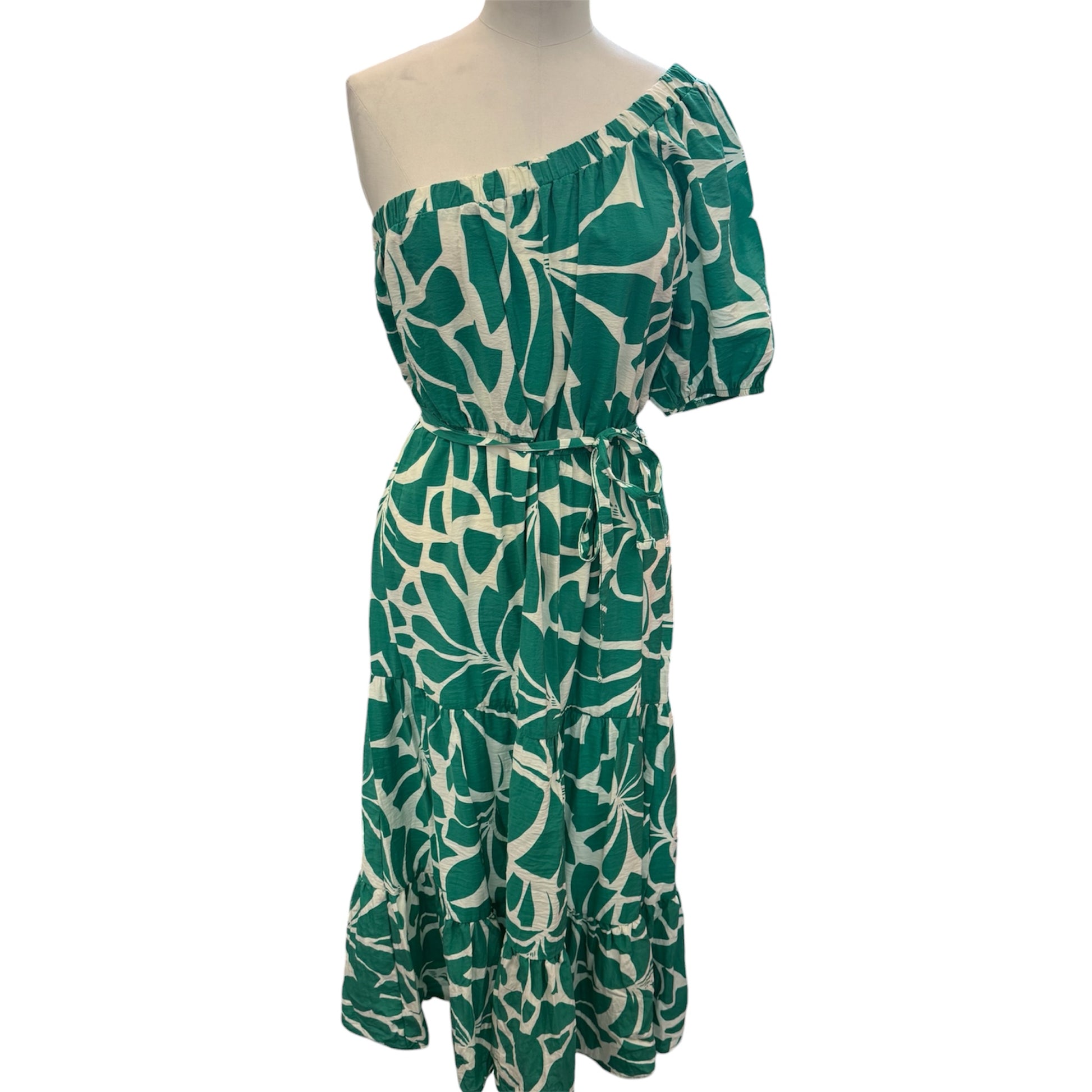 Friends Like These one shoulder belted maxi dress