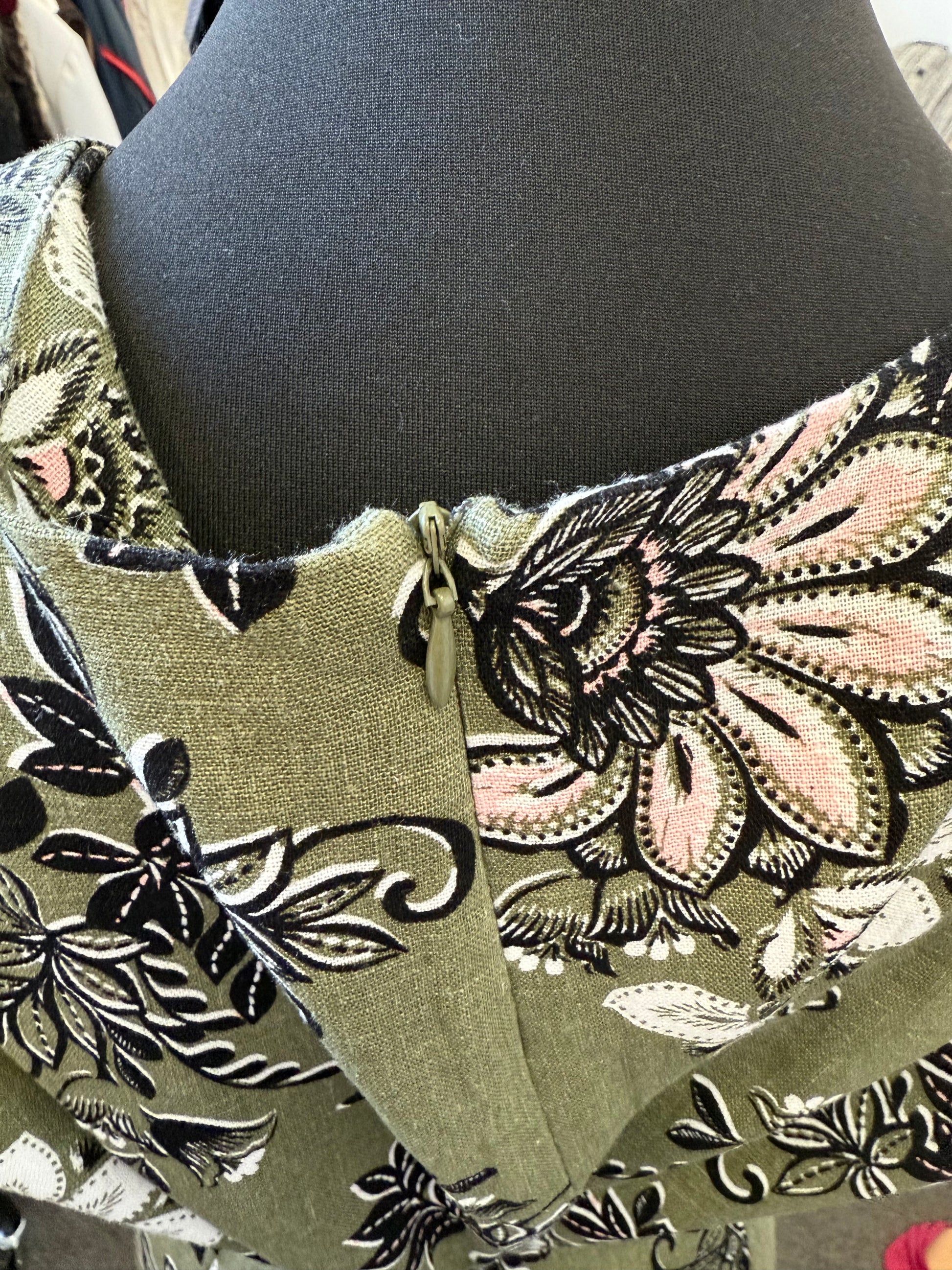 Peacocks khaki floral linen dress