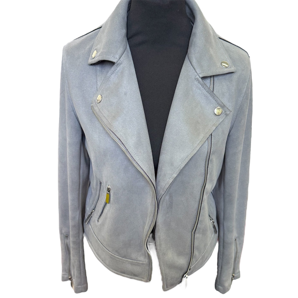 New Look grey suede look biker jacket