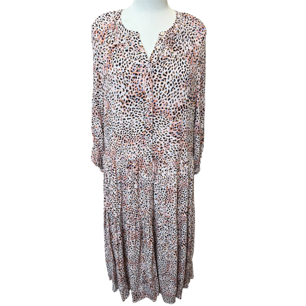 And/Or animal print long sleeved midi dress