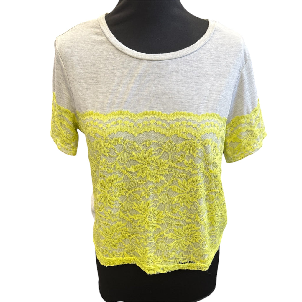 Miss Selfridge yellow lace t-shirt