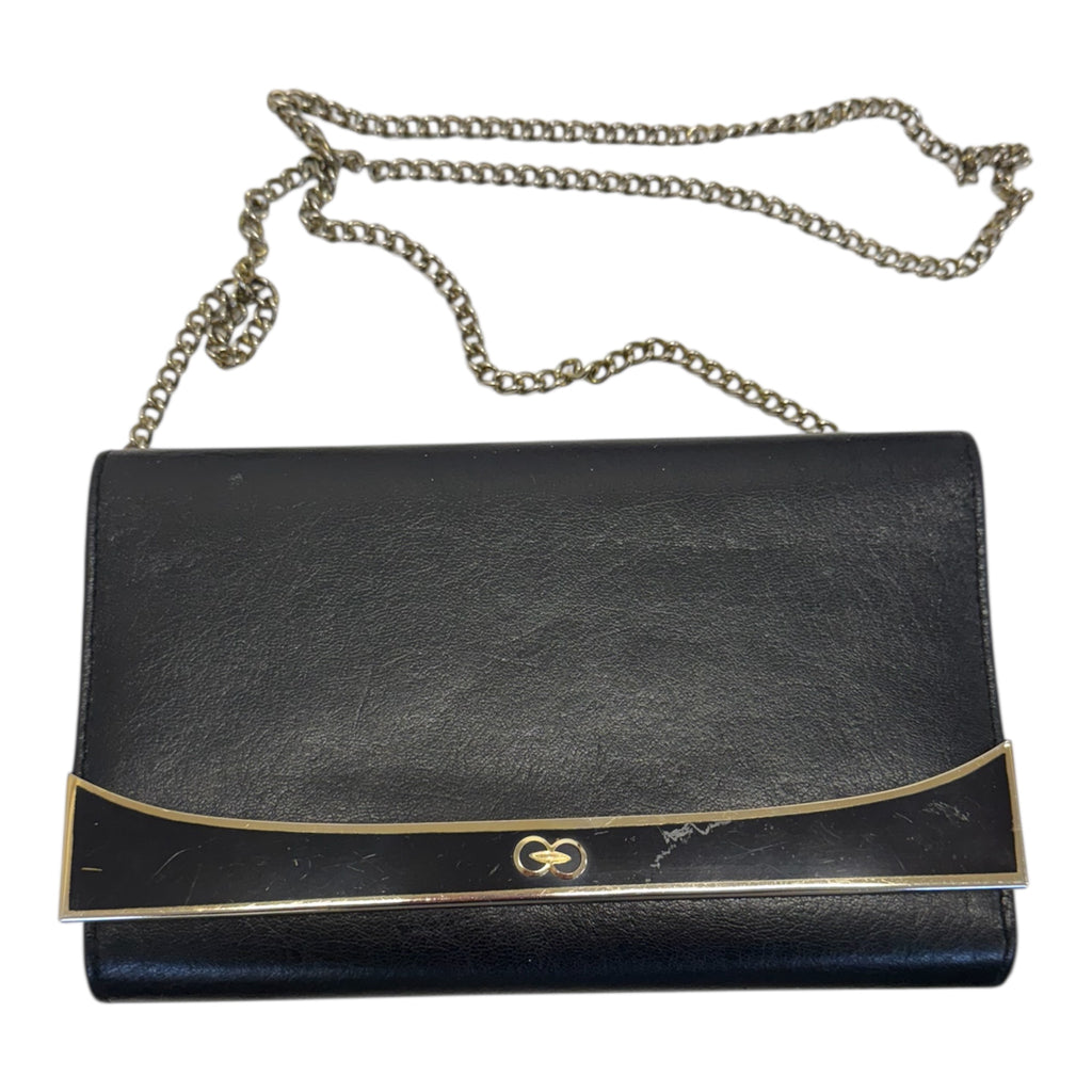 Black and gold chain strap evening bag