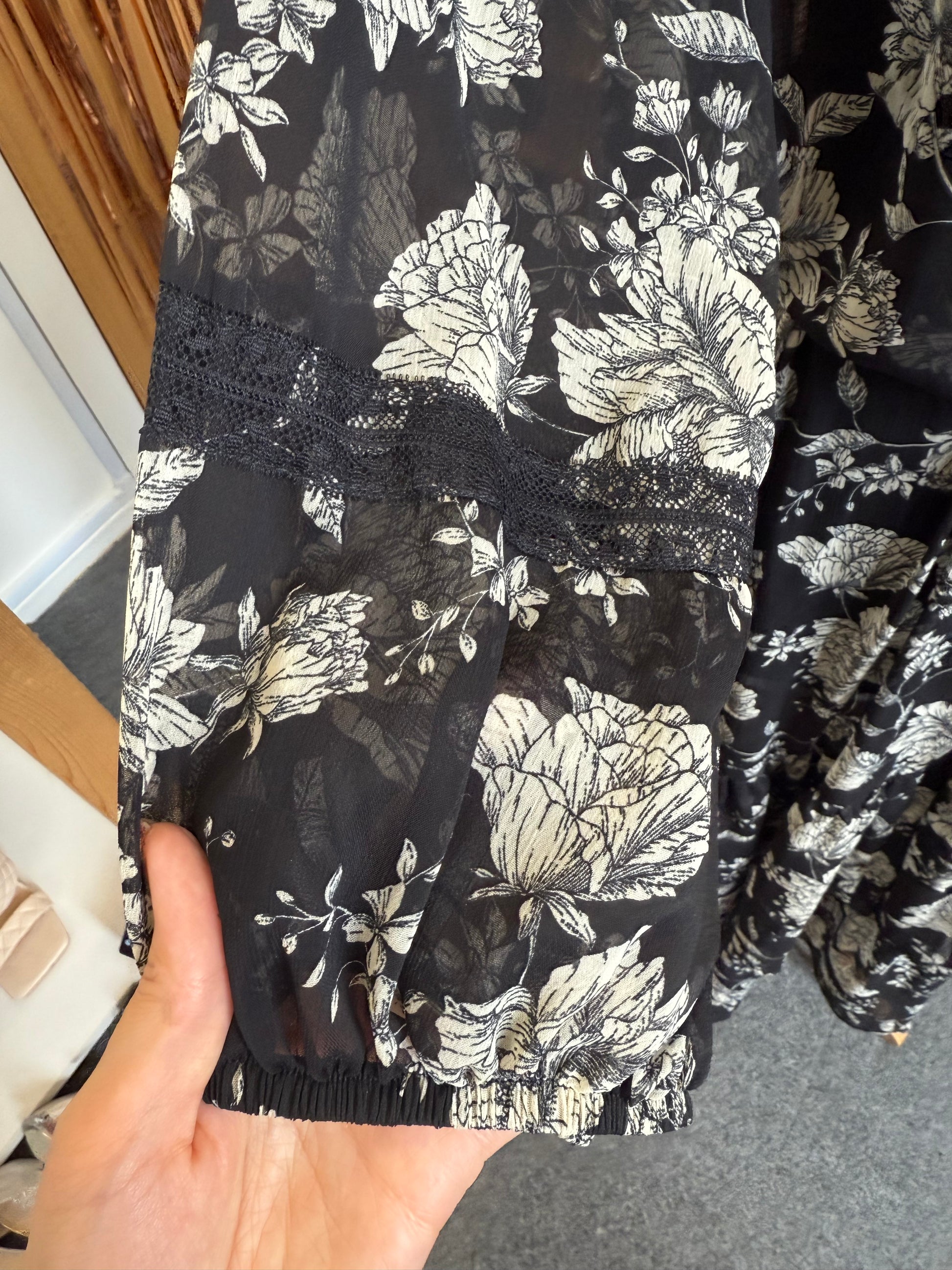 Joanna Hope sheer floral long sleeve dress