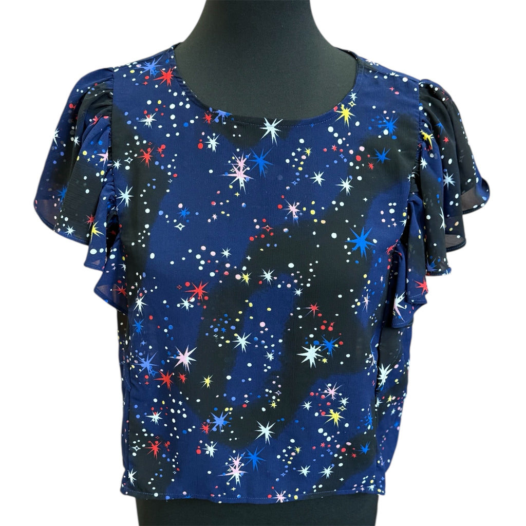 Monki ruffle sleeve star blouse