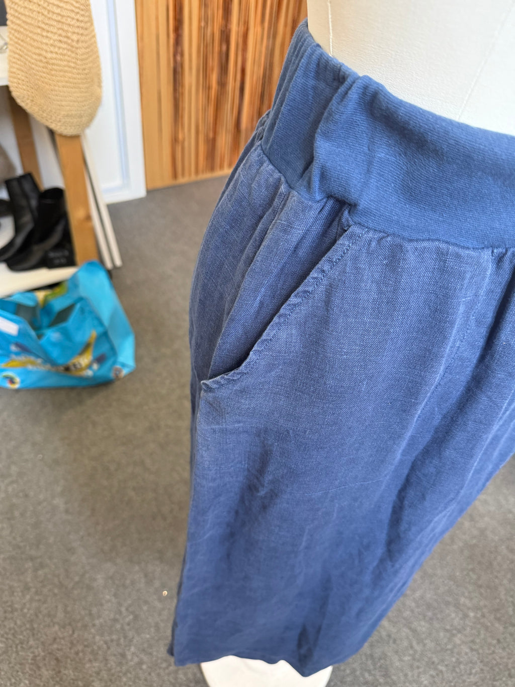 Seasalt blue linen midi skirt