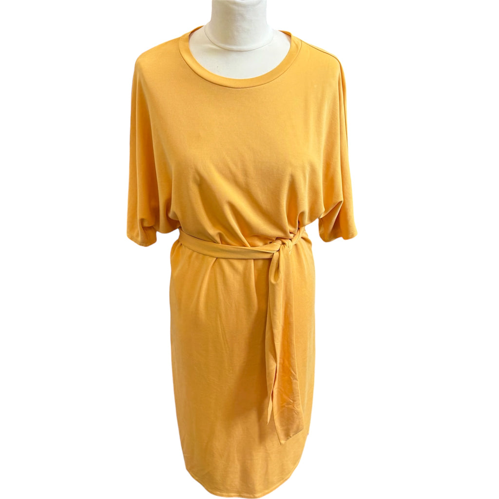 Monki yellow batwing sleeve belted dress