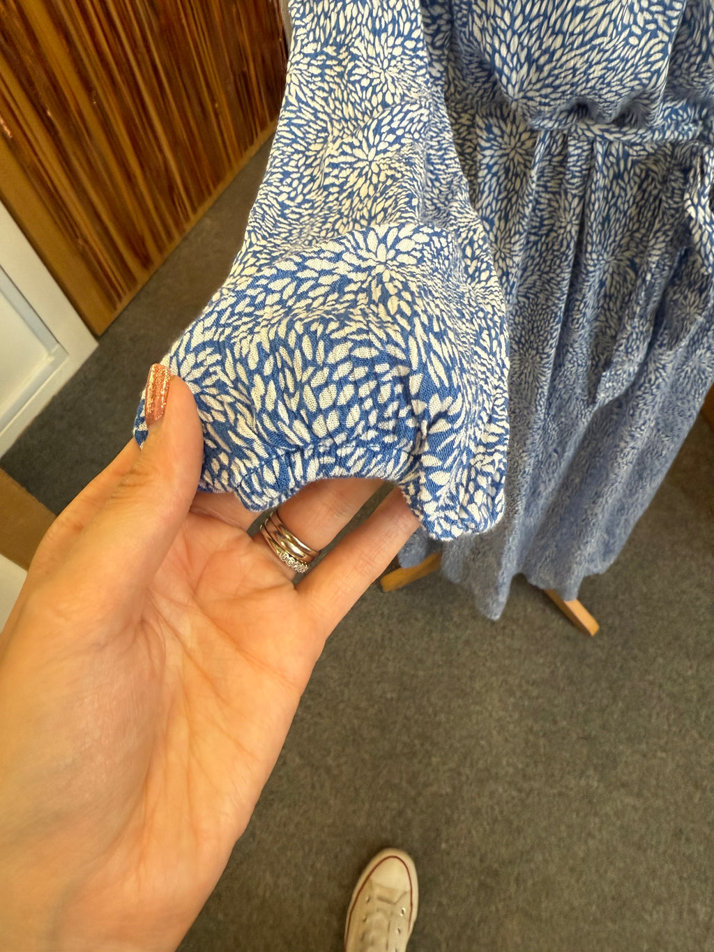 White Stuff blue print long sleeved maxi dress