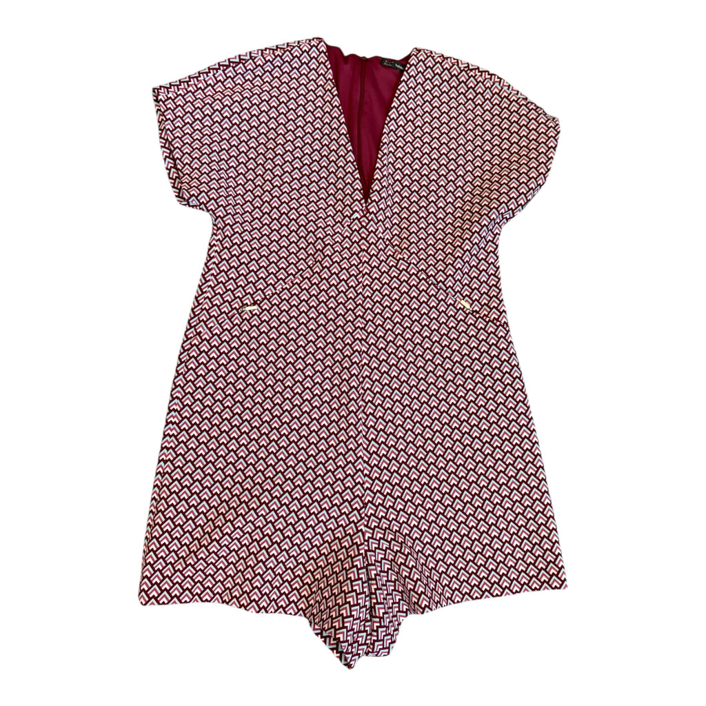 Zara burgundy geometric short sleeve playsuit