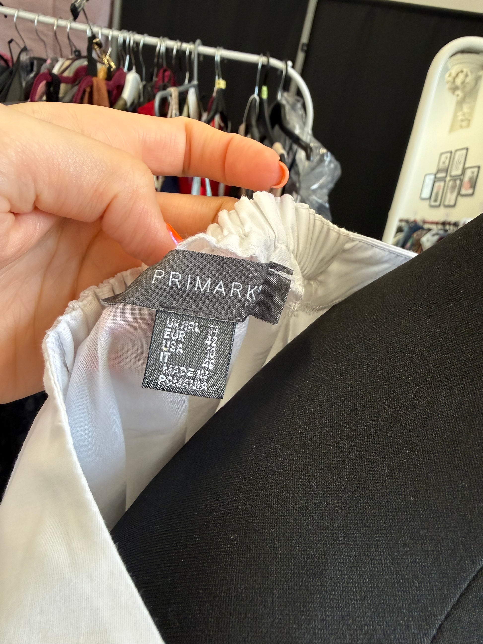Primark white tie neck blouse