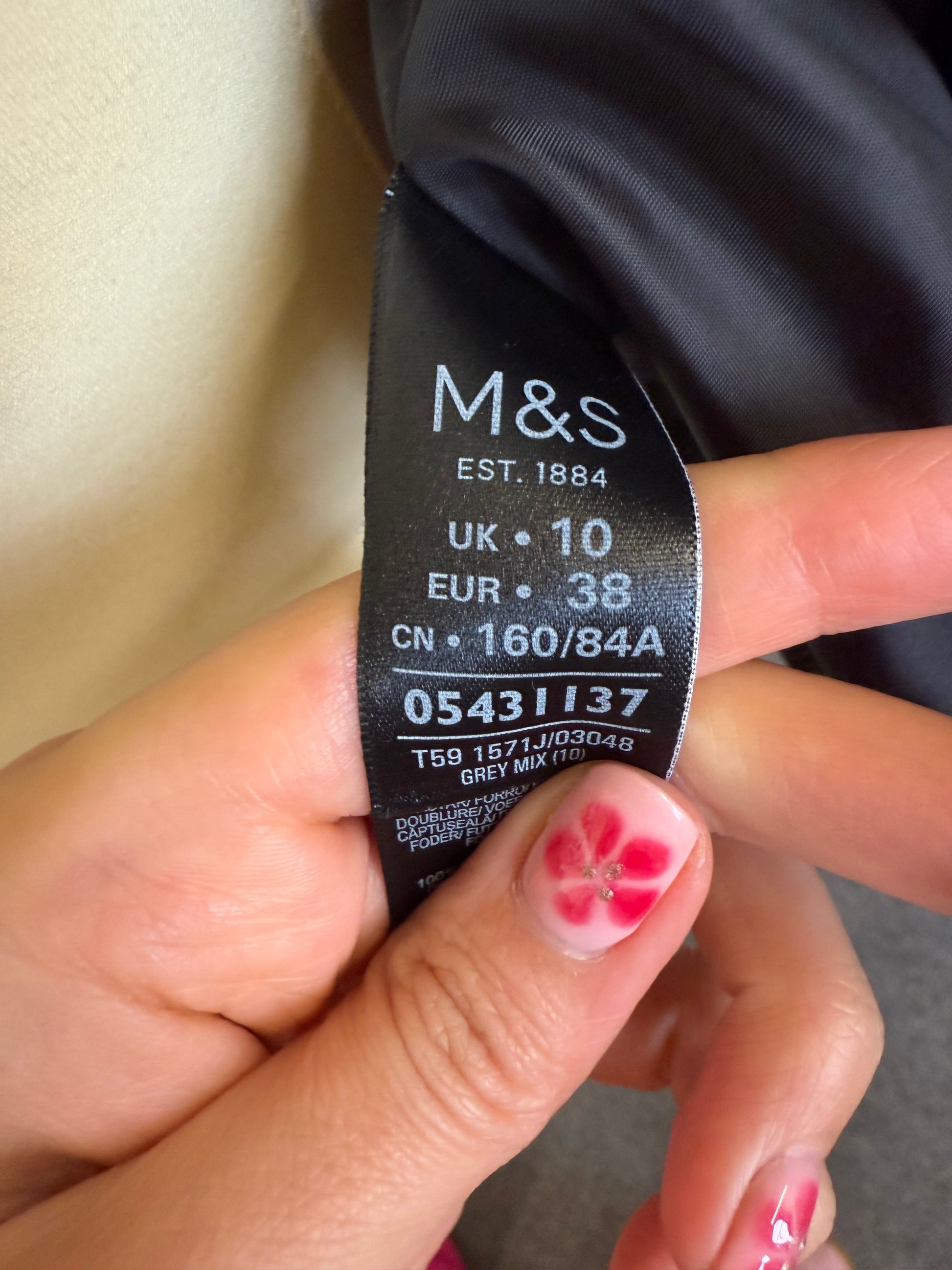 M&S grey check fitted blazer