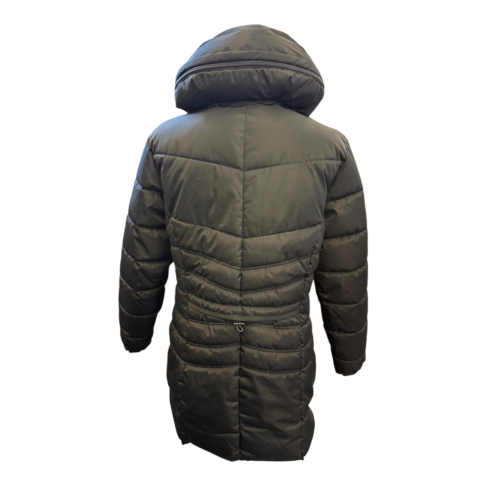 Capsule Wardrobe black longline coat with hood