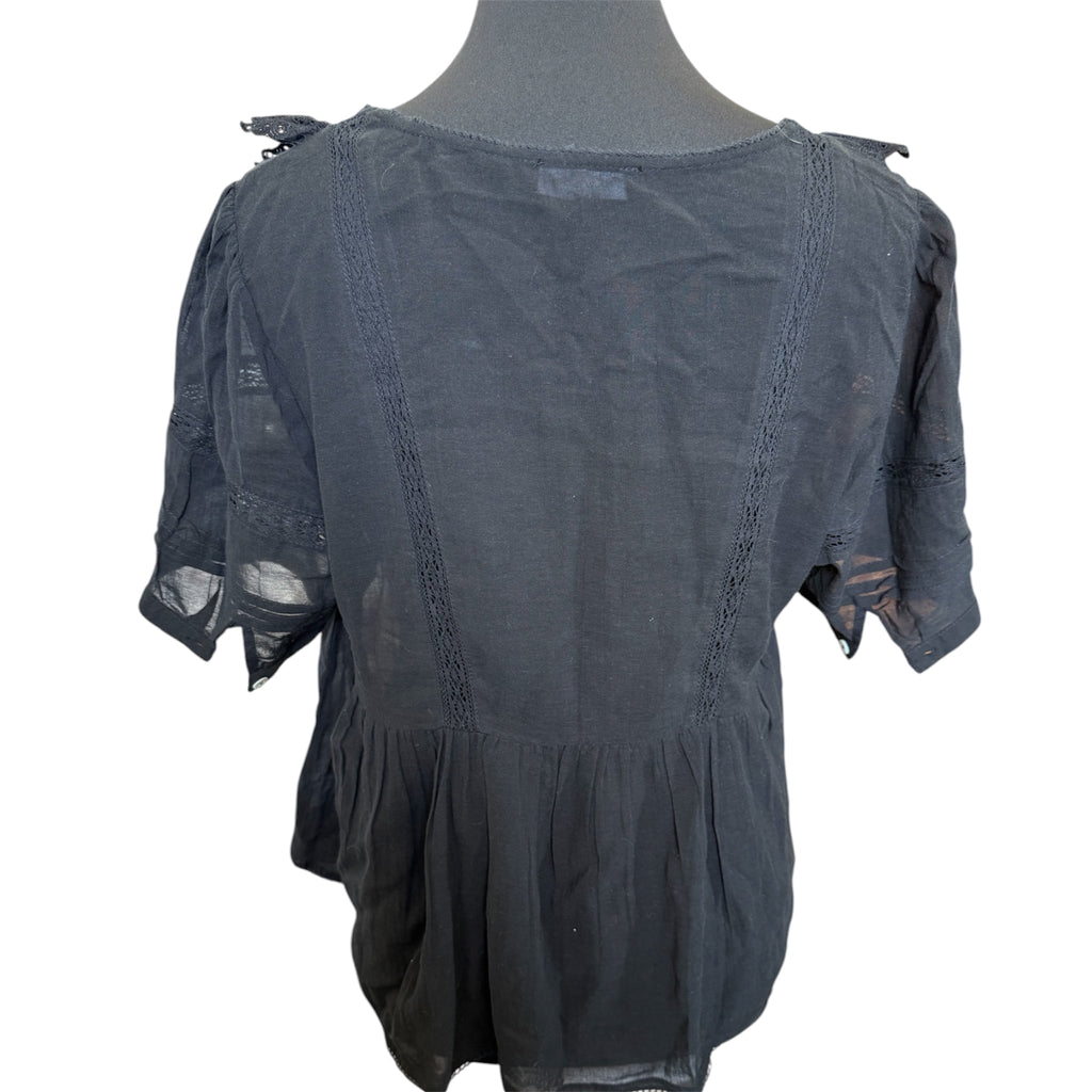 New Look black frill broderie anglaise detail blouse