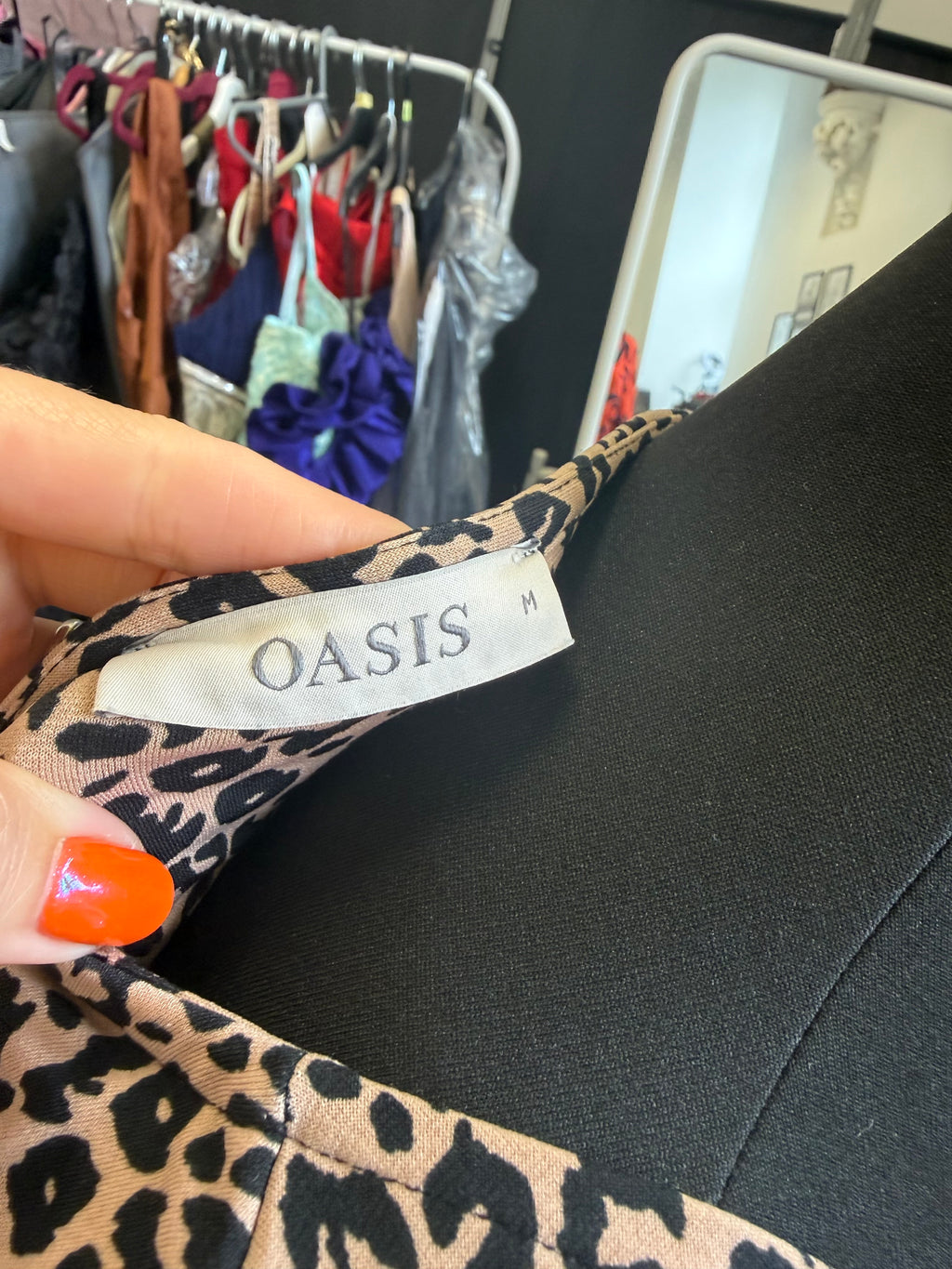 Oasis animal print long sleeve wrap style mini dress