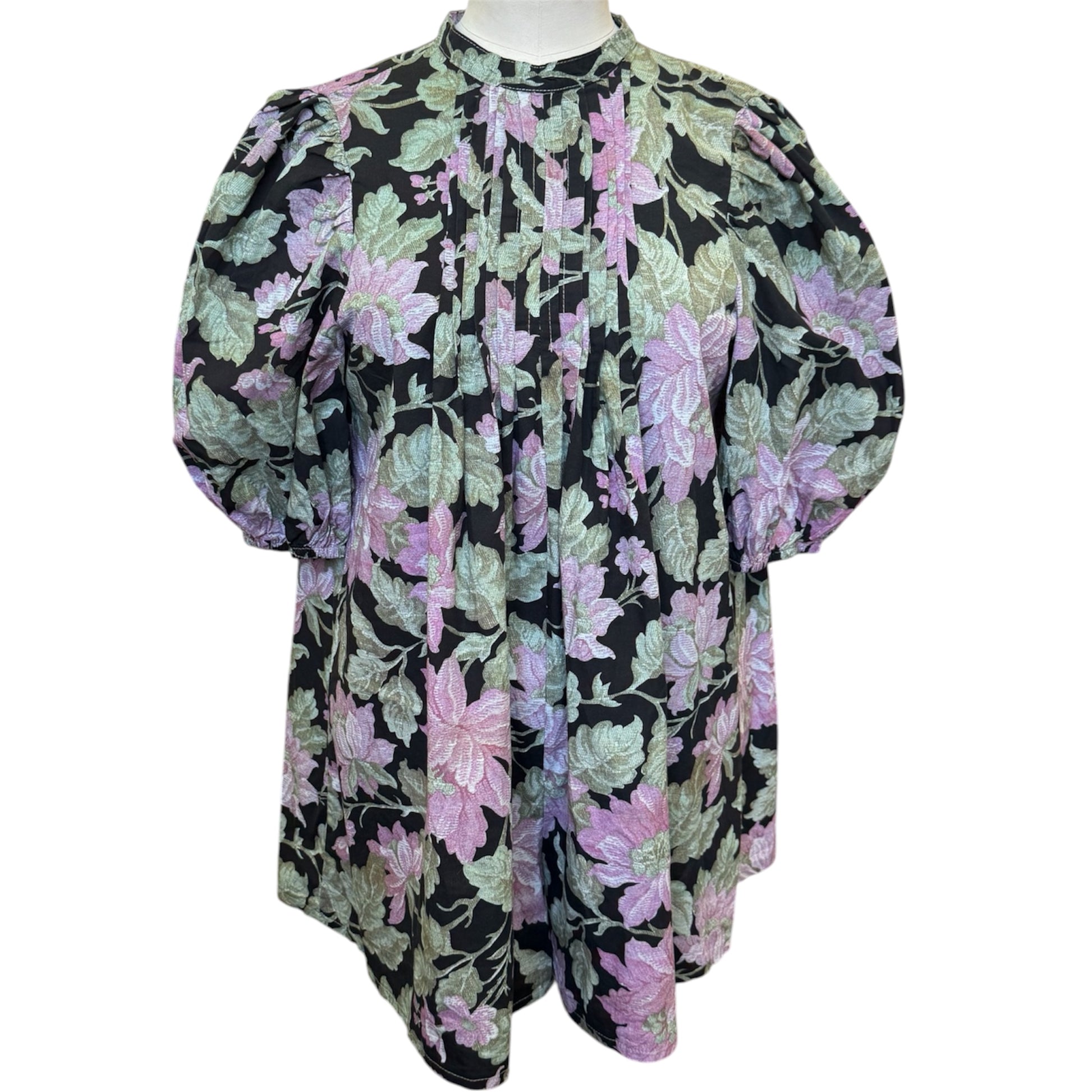 ASOS floral high neck pouffe sleeve playsuit