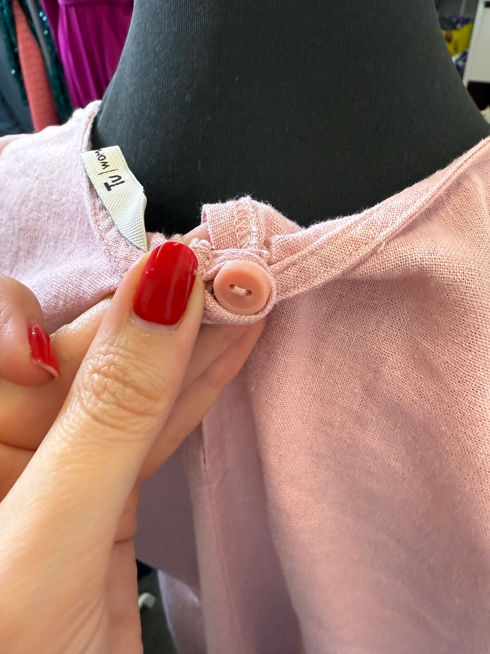 TU pink linen mini dress