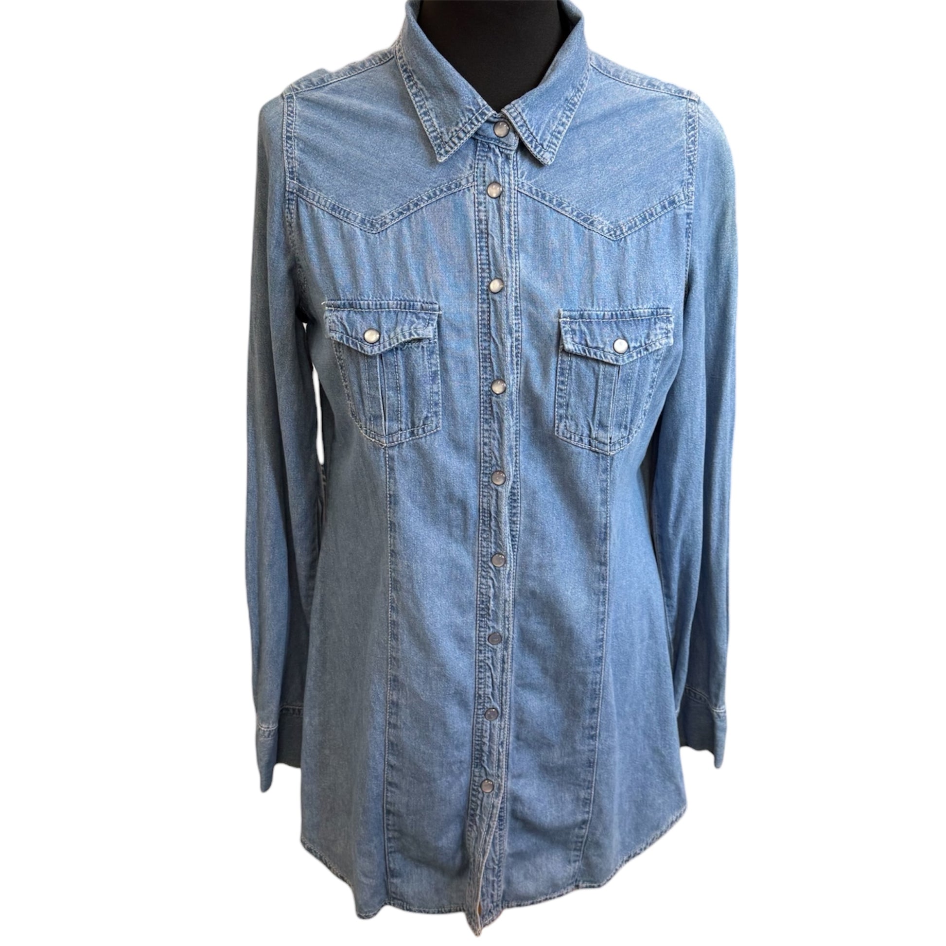 Dunnes press stud long sleeved denim mini dress