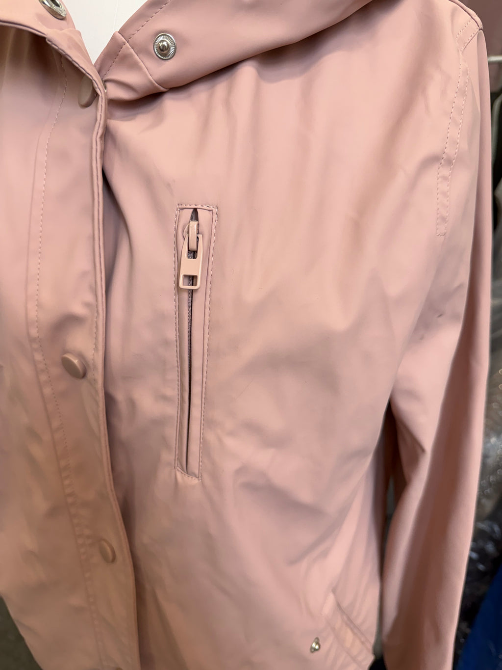 Pink hooded raincoat