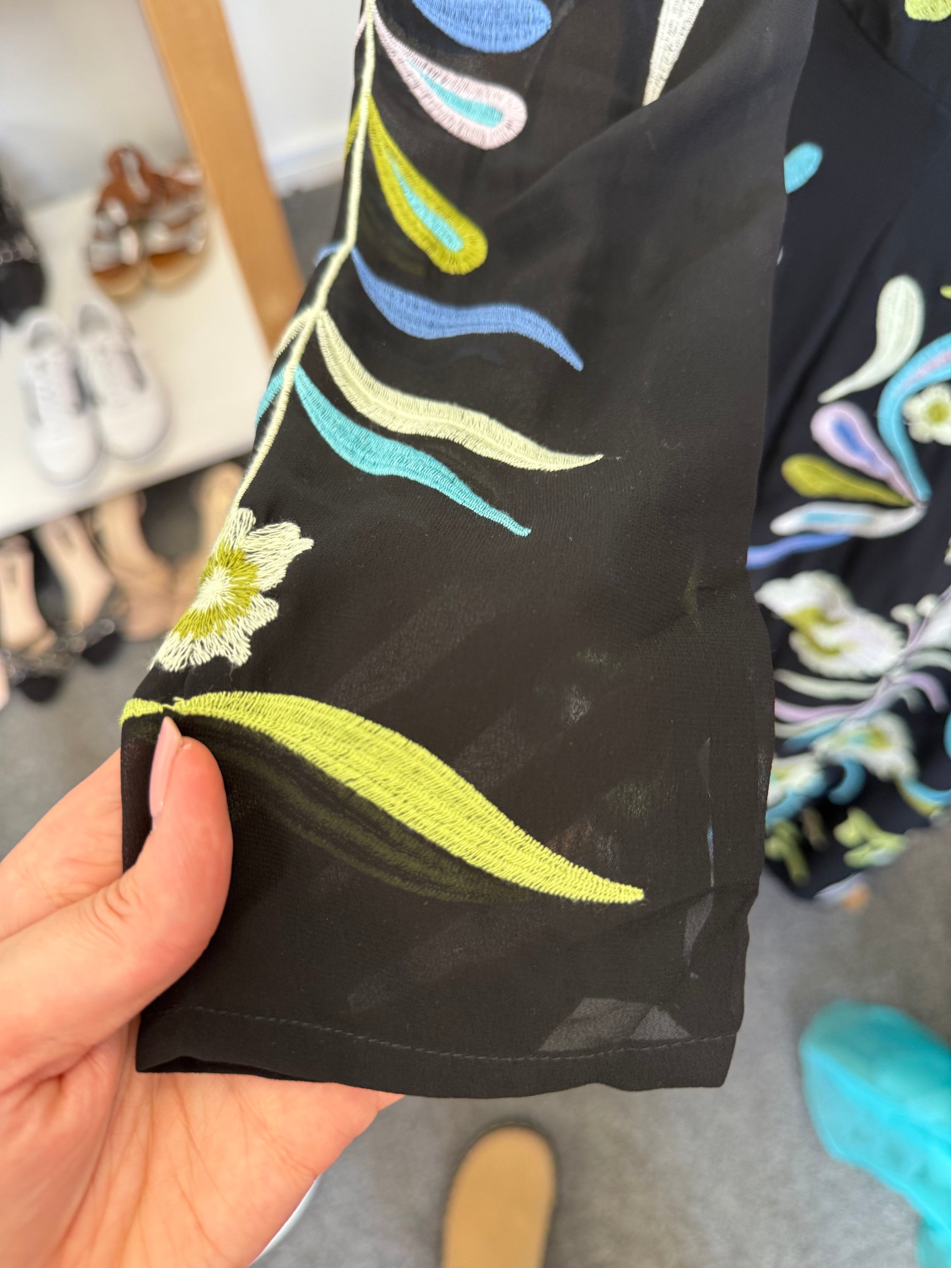 Monsoon floral embroidered long sleeve midi dress