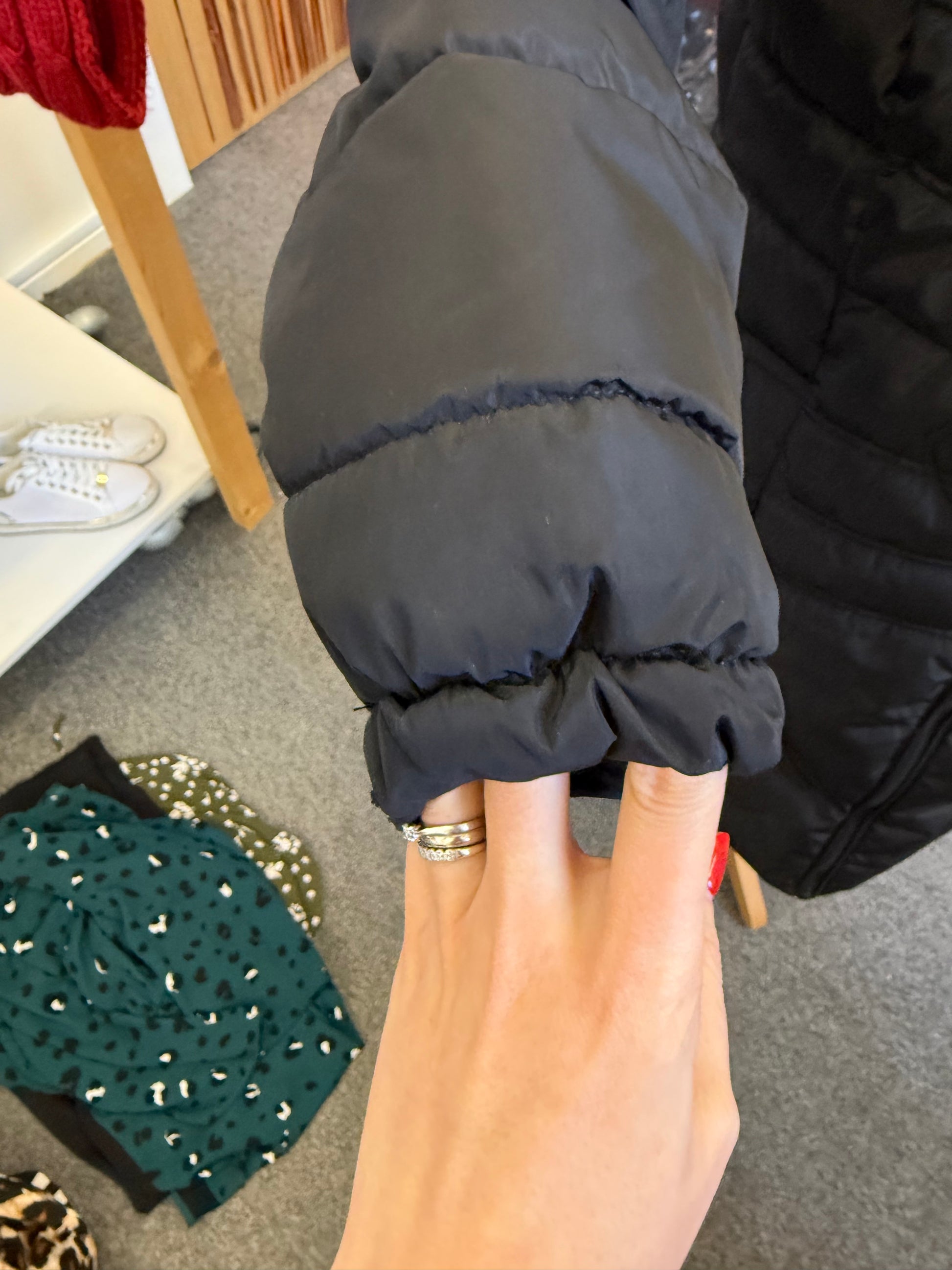 Capsule Wardrobe black longline coat with hood
