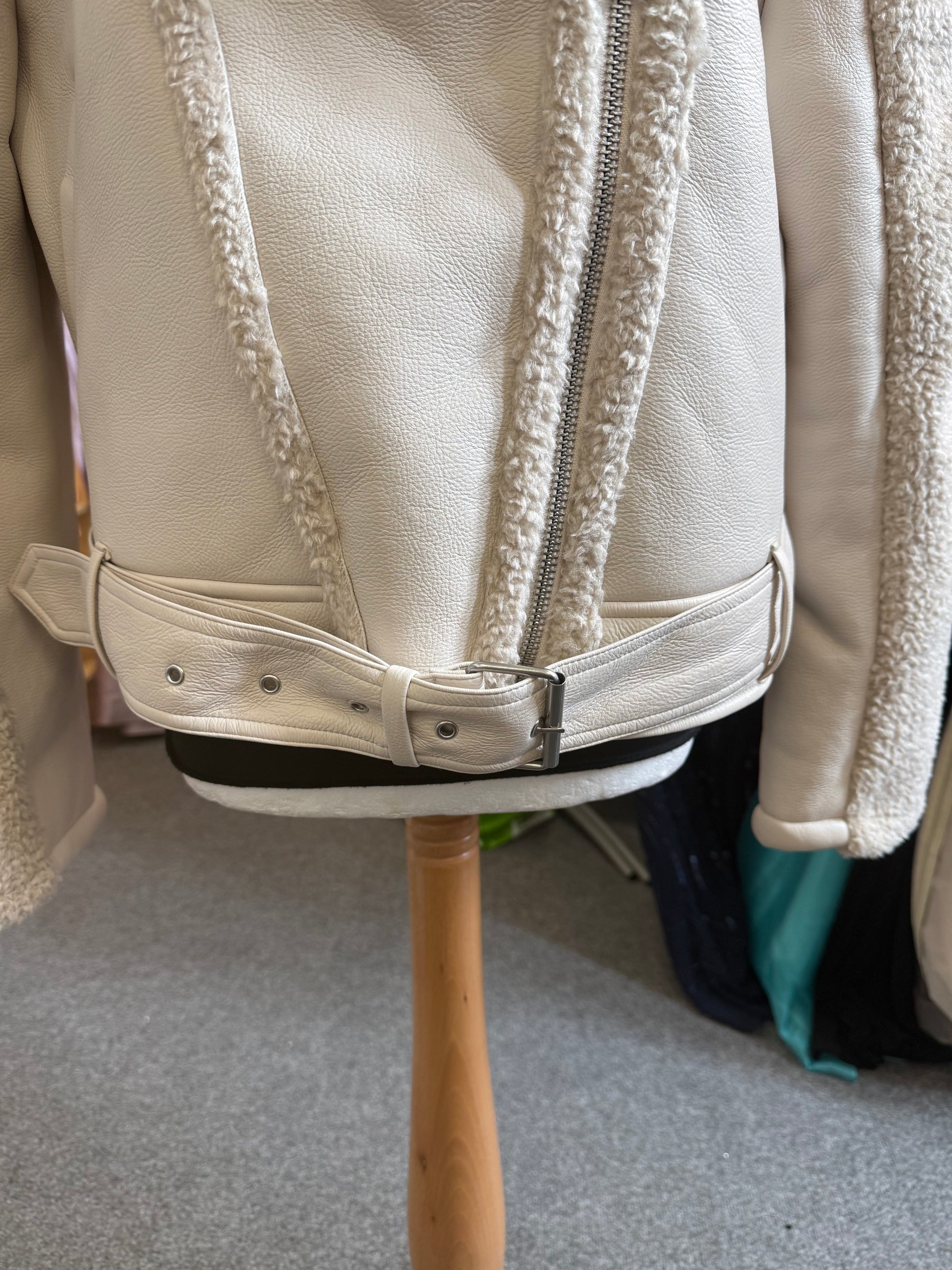 Topshop faux leather sheepskin effect jacket