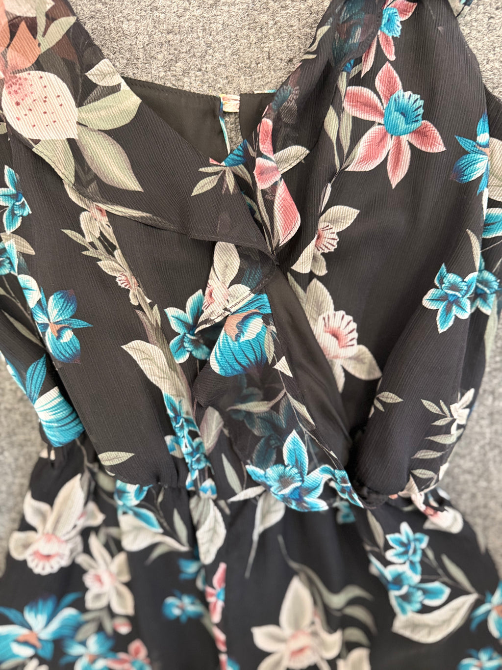 River Island floral print frill strappy jumpsuit