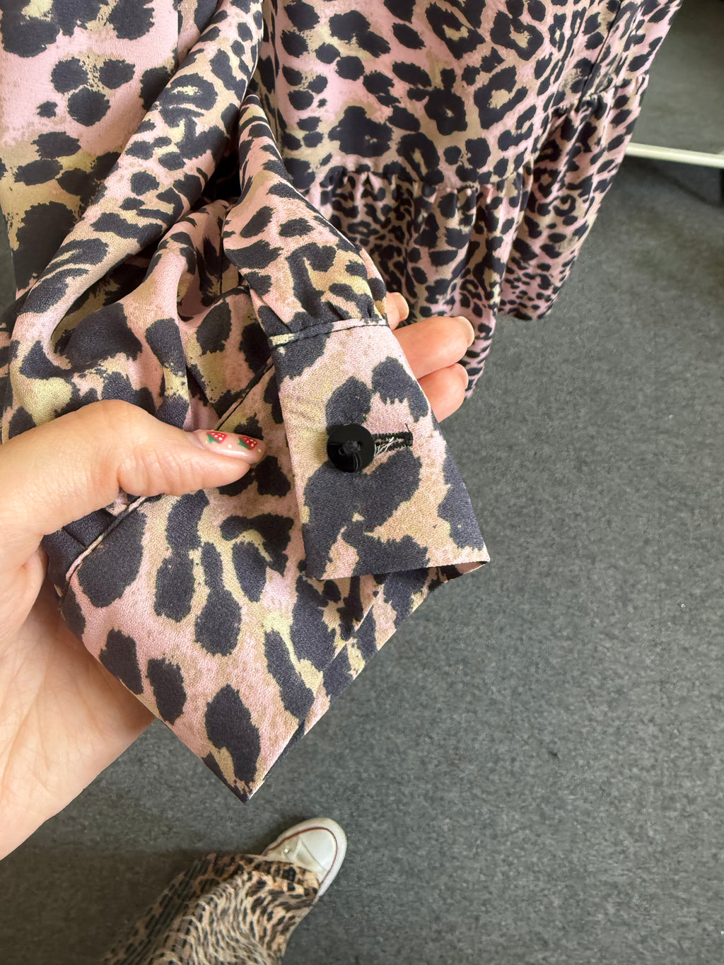 Papaya animal print long sleeve button mini dress
