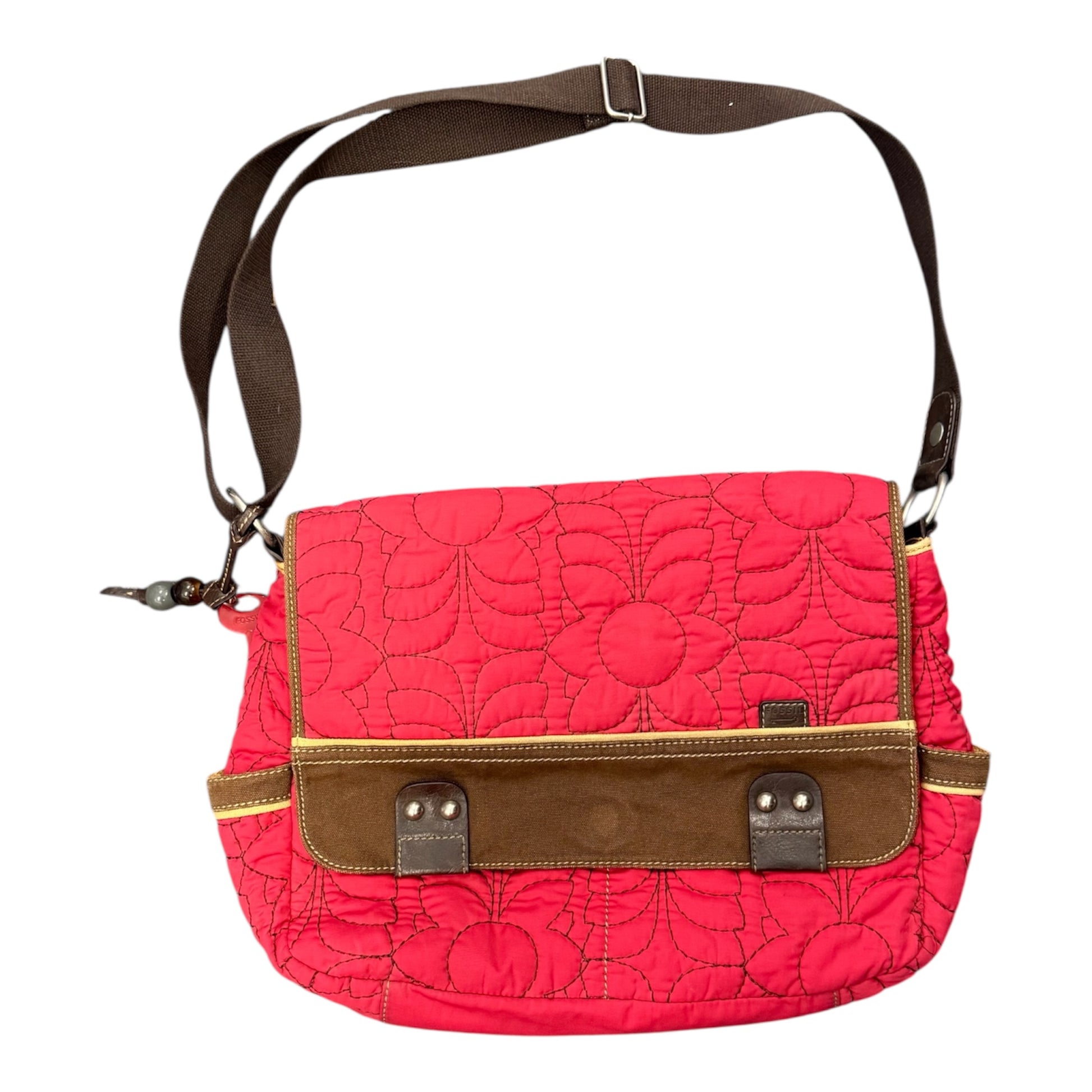 Fossil red satchel style bag