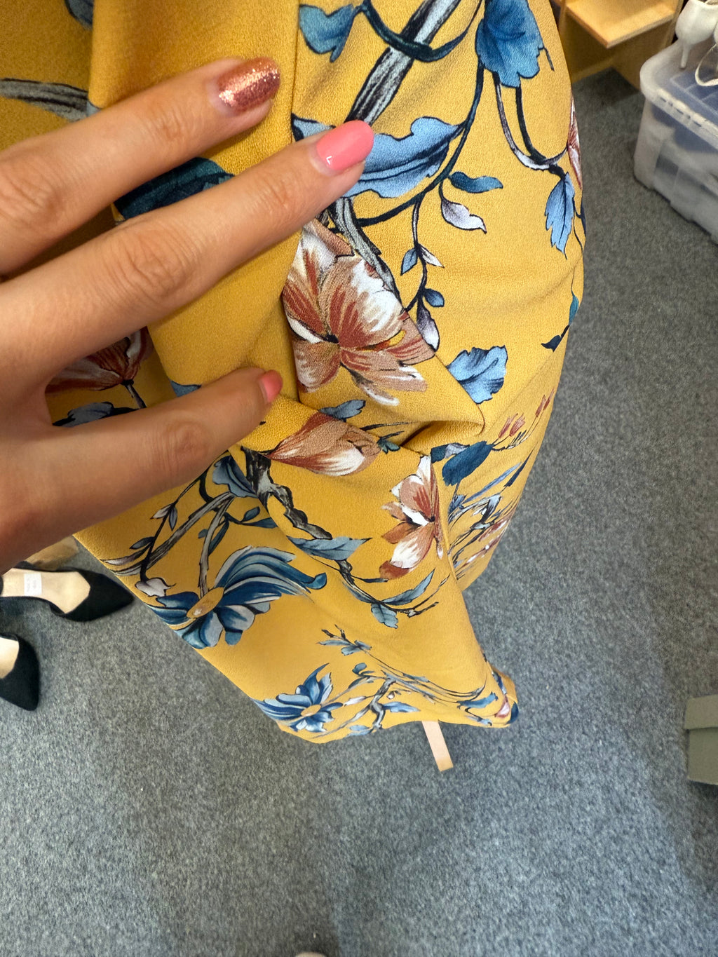 M&S yellow floral knee length dress