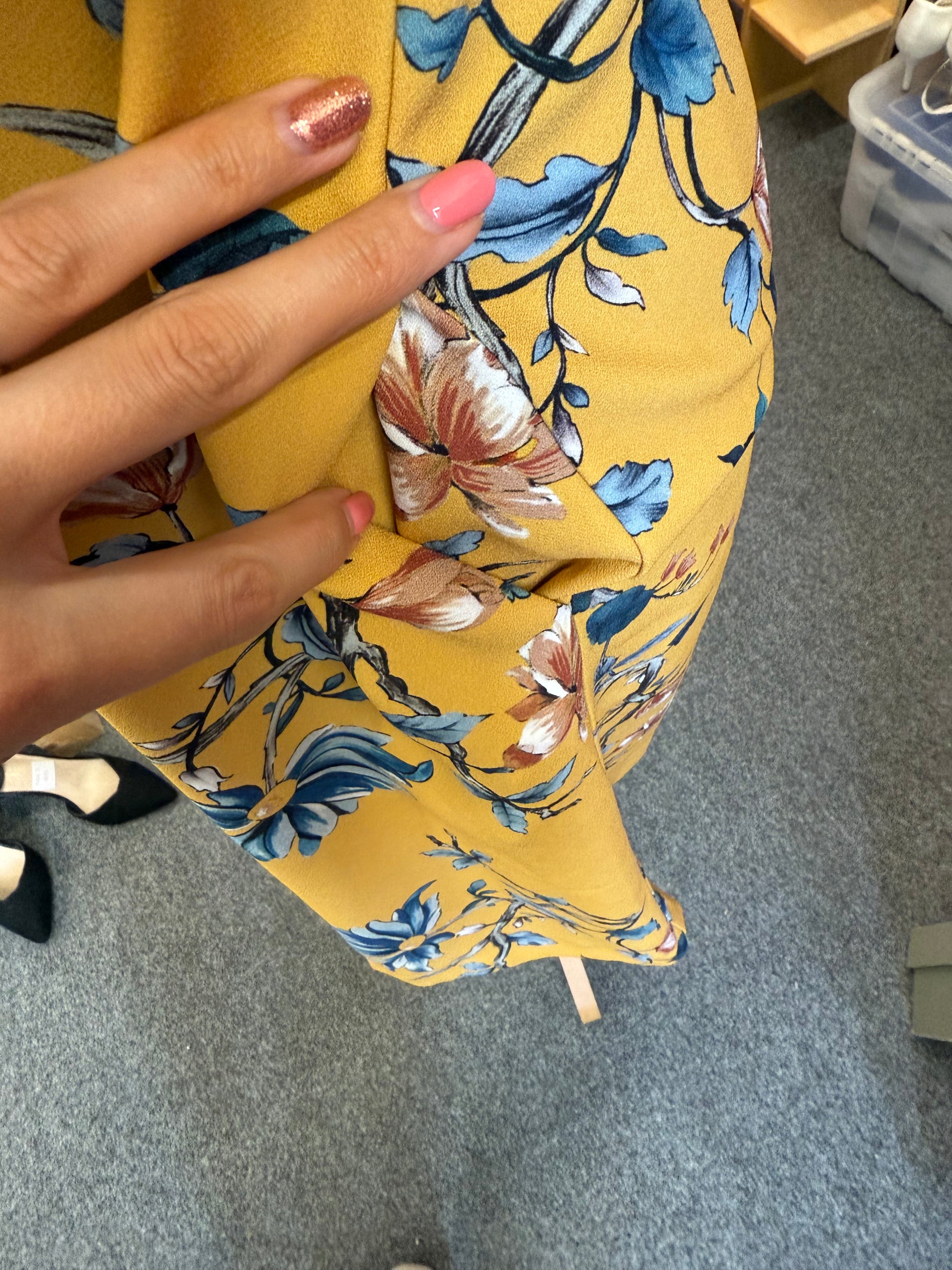 M&S yellow floral knee length dress