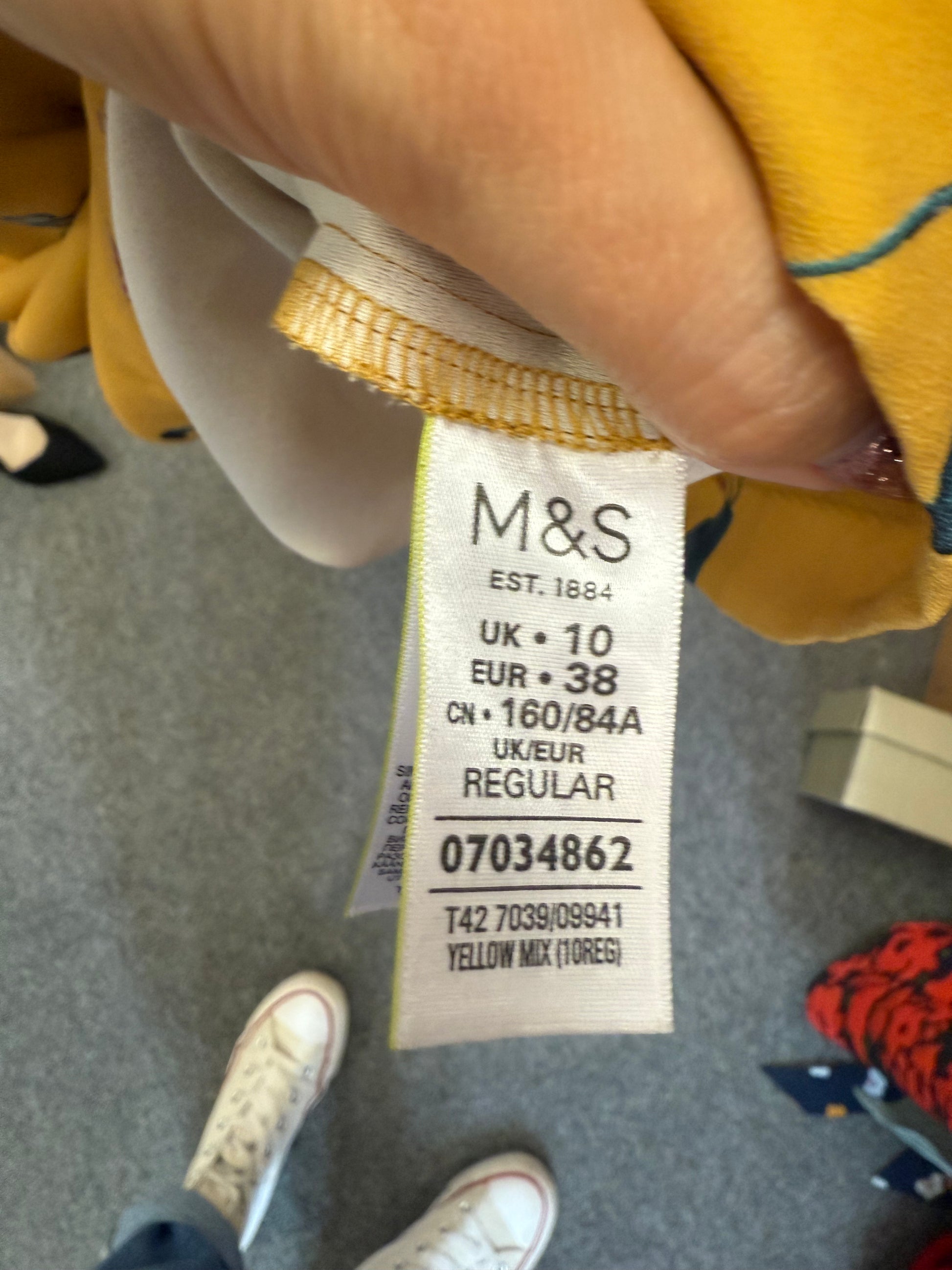 M&S yellow floral knee length dress
