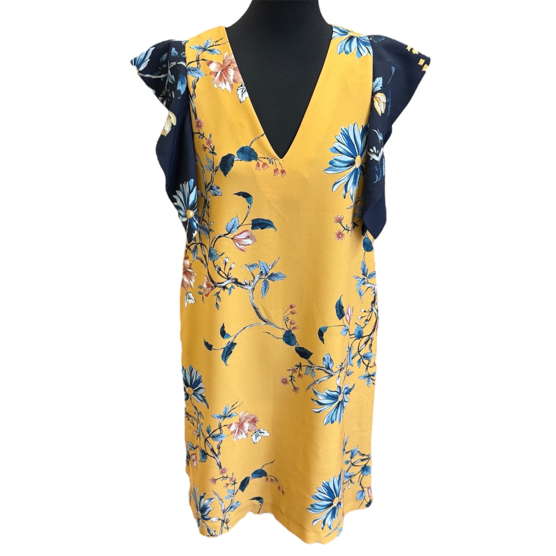 M&S yellow floral knee length dress