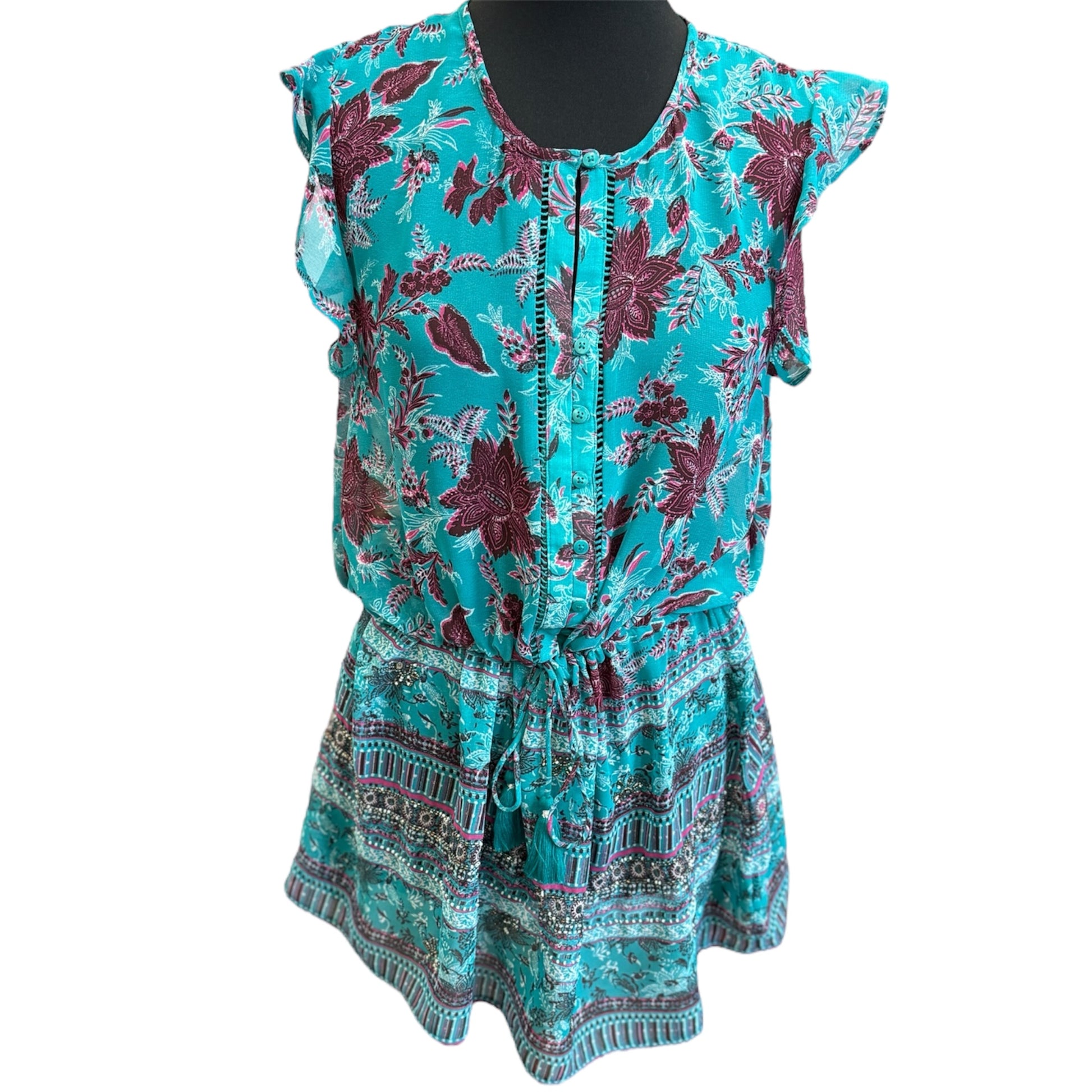 Next frill sleeve teal mini dress