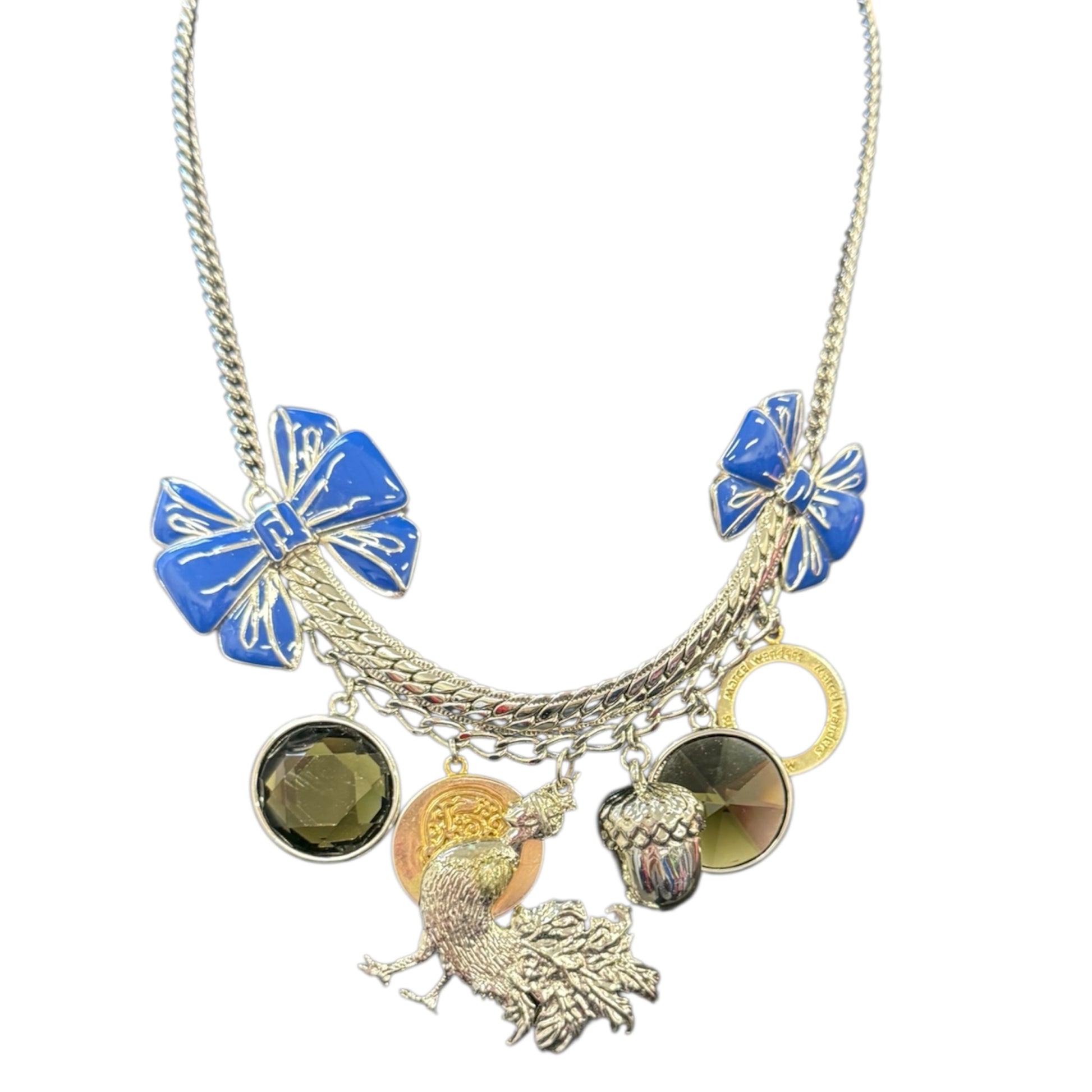 Silver dress bow necklace