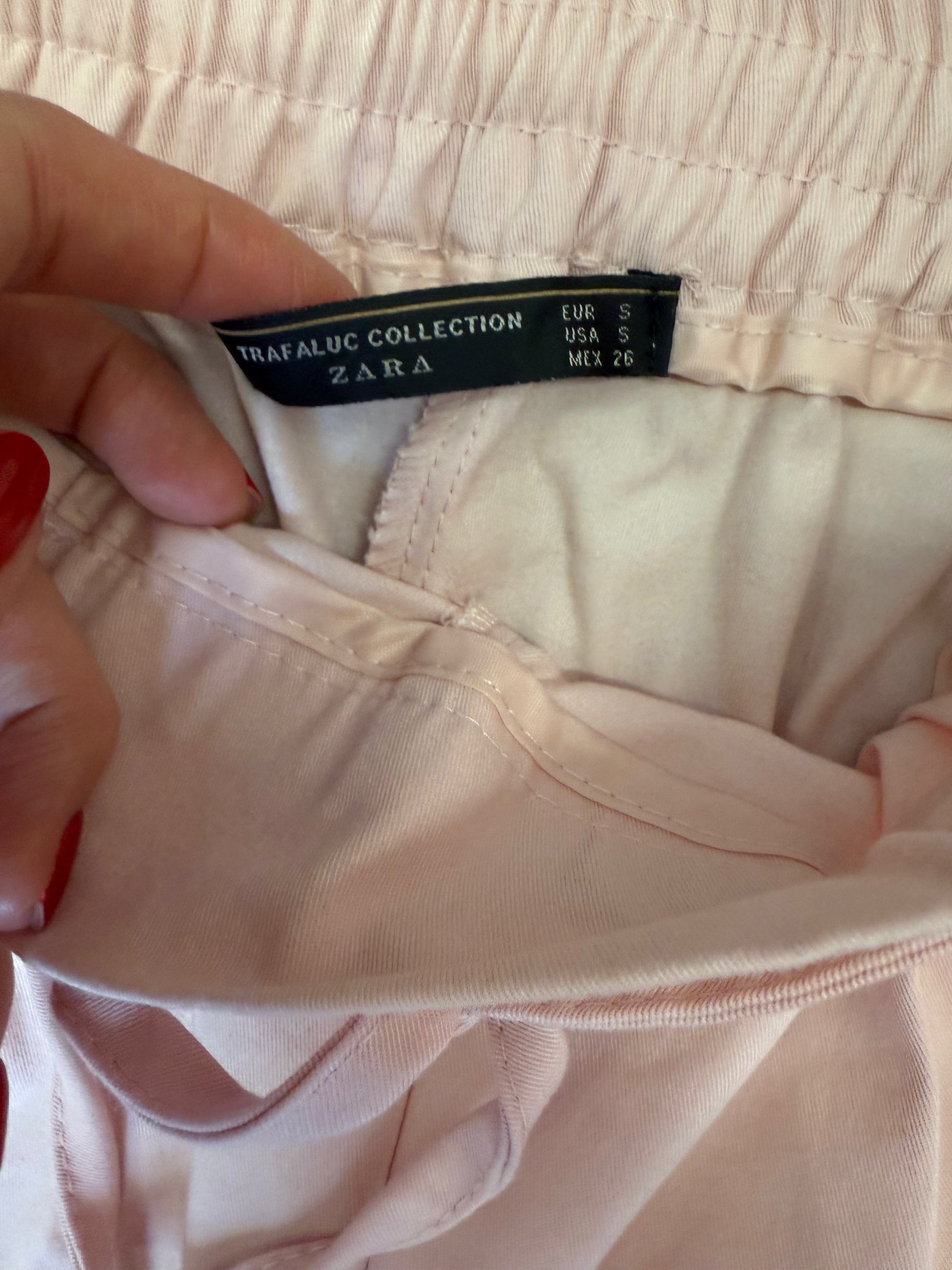 Zara pink tie top tapered trousers