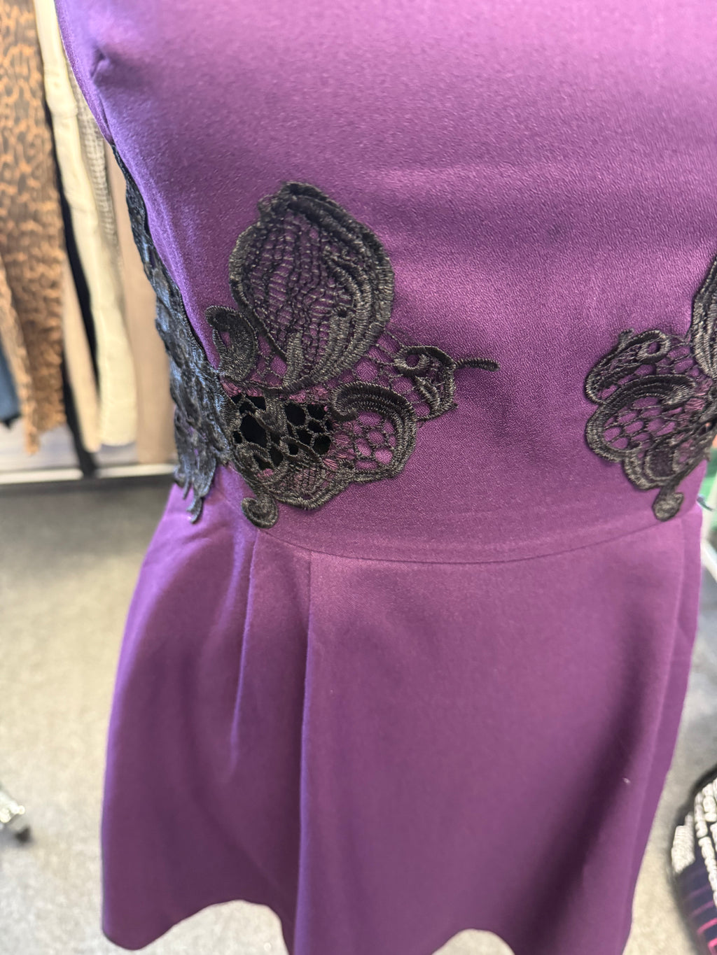 AX Paris purple and black lace sleeveless skater dress