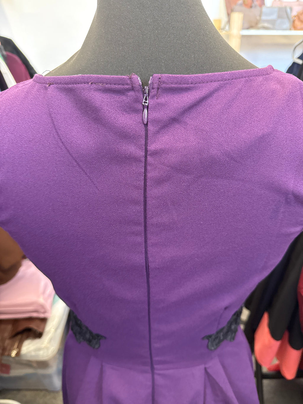 AX Paris purple and black lace sleeveless skater dress