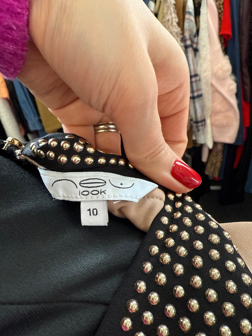 New Look stud contrast collar skater dress