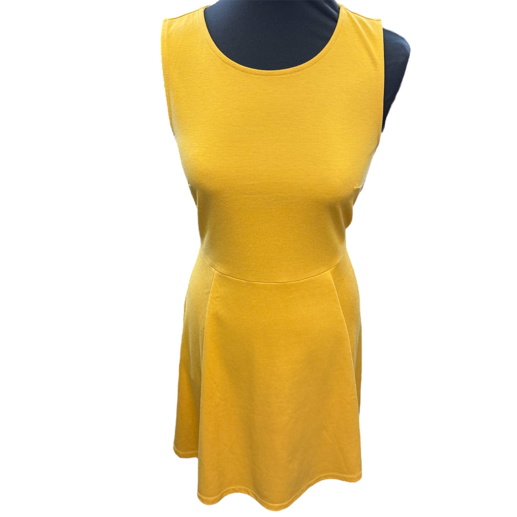 H&M mustard one back skater dress
