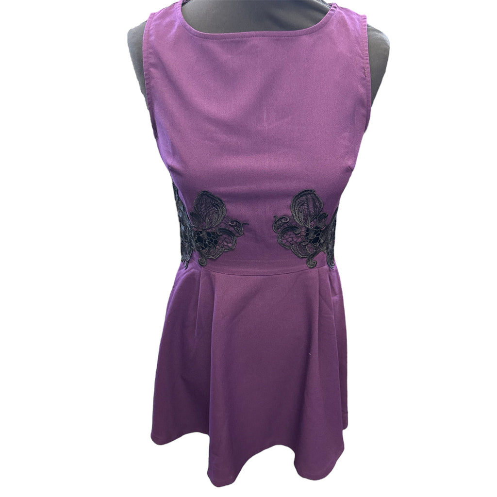 AX Paris purple and black lace sleeveless skater dress