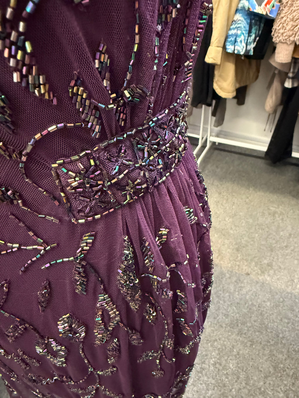 Ruby Ray purple sleeveless beaded occasion dress