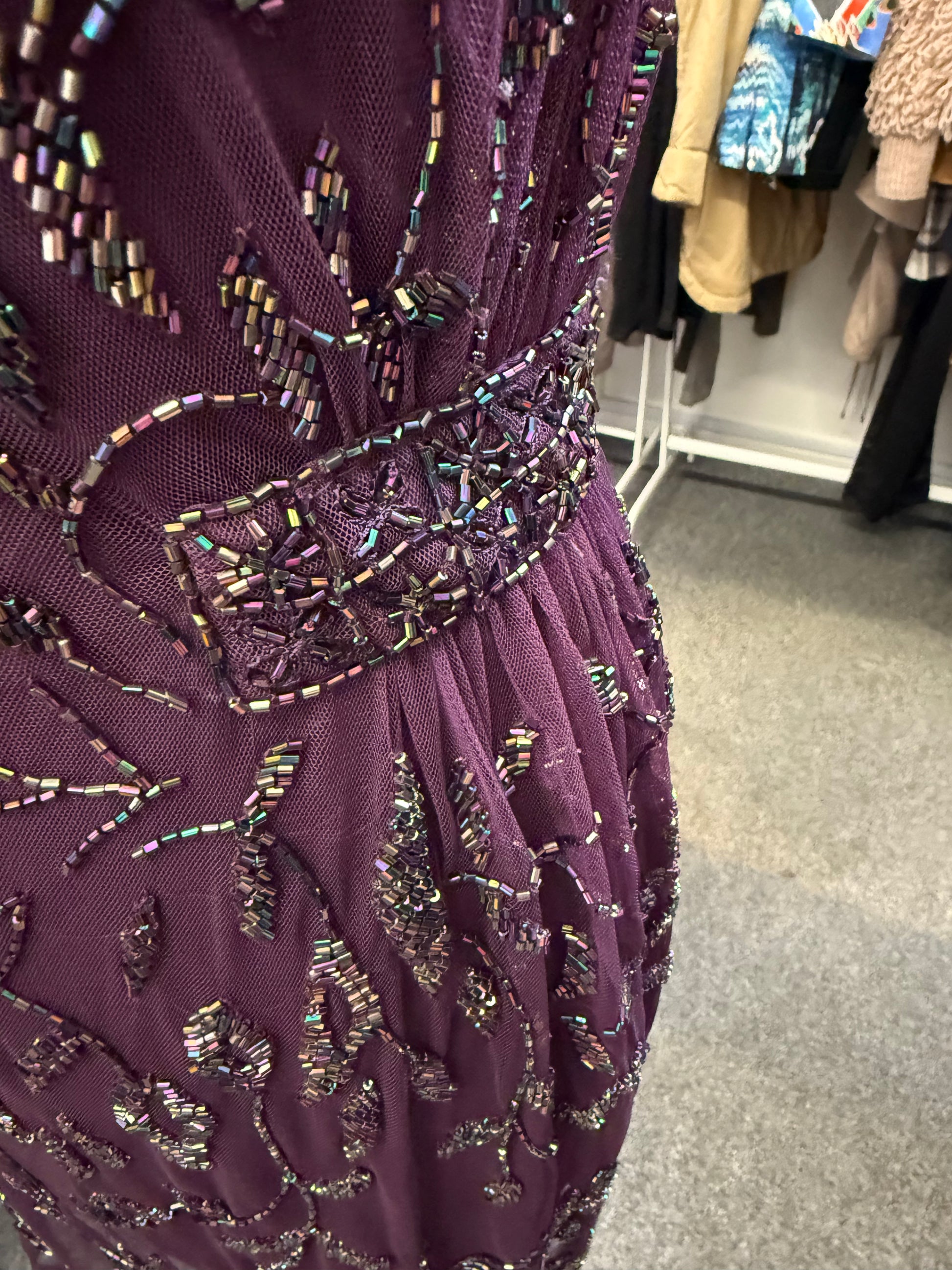 Ruby Ray purple sleeveless beaded occasion dress