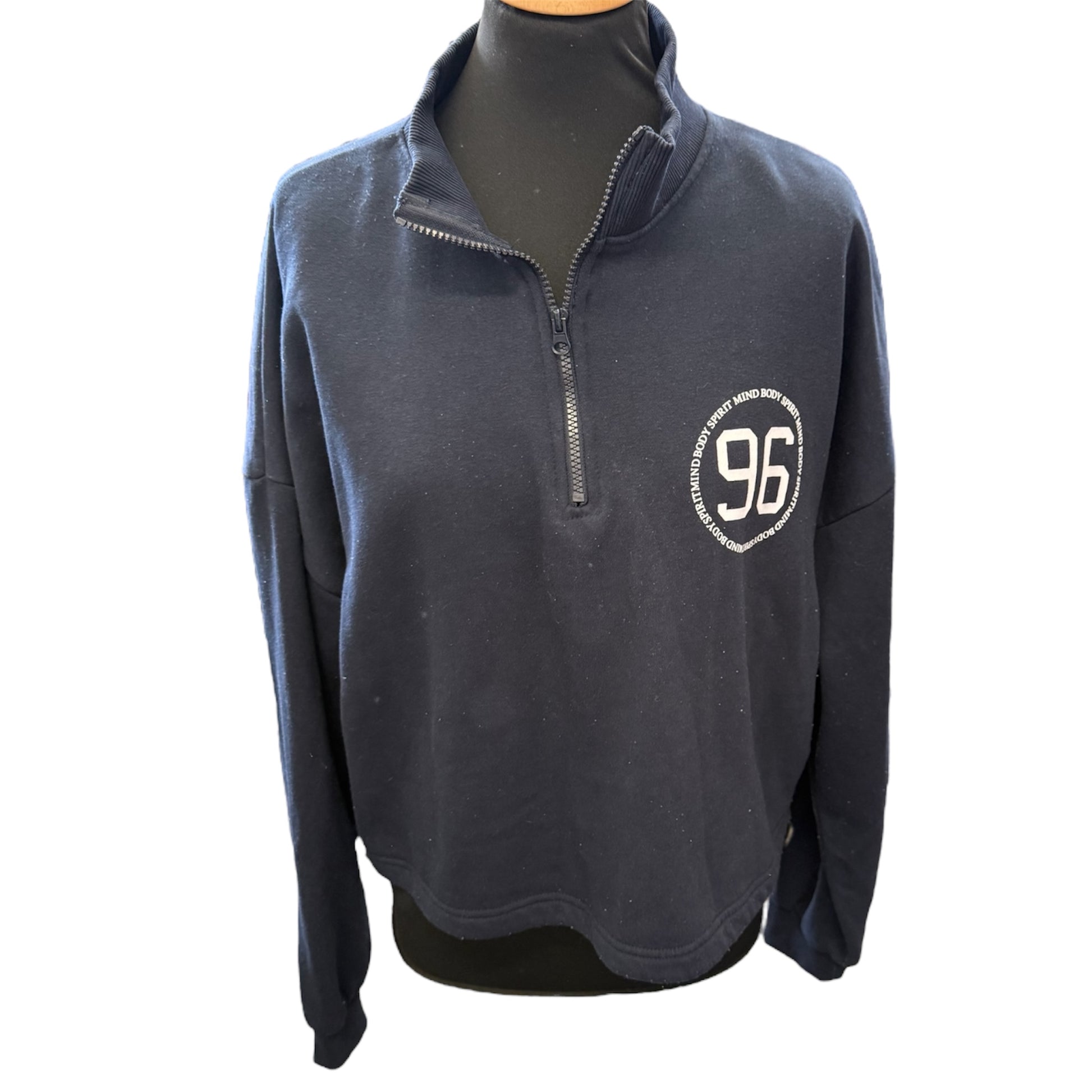 In The Style logo navy zip sweat