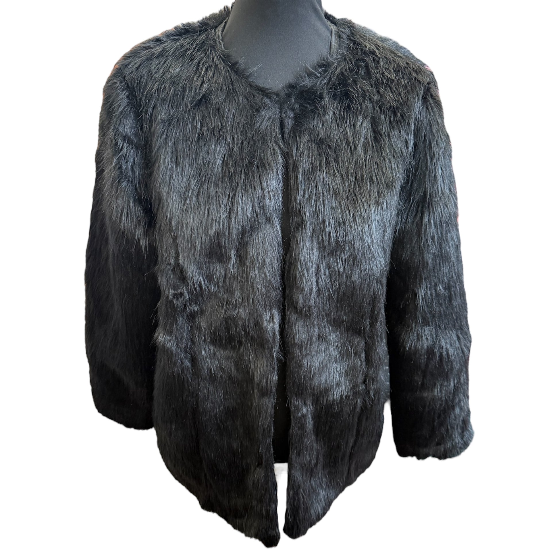 Papaya black faux fur jacket