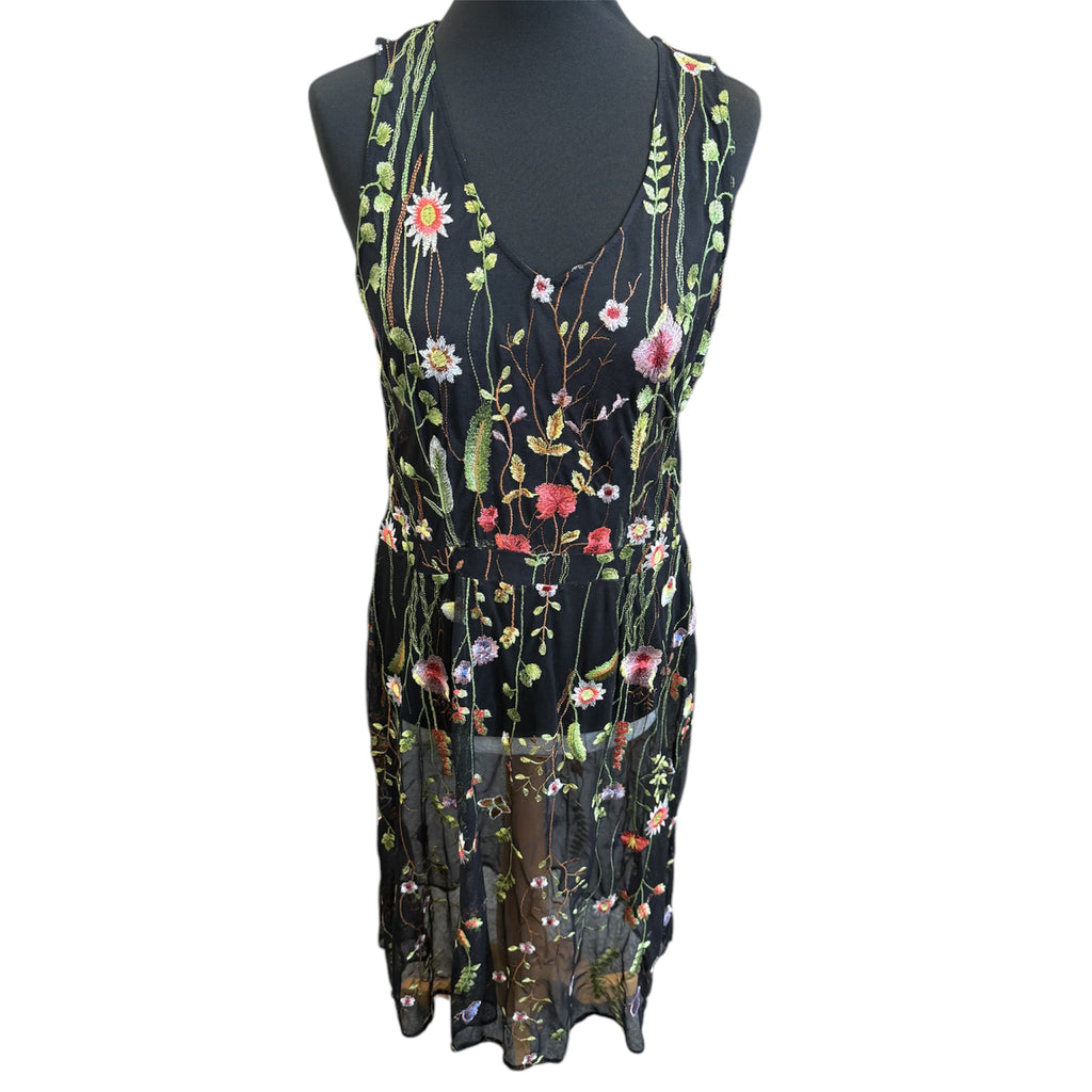Peacocks sheer embroidered sleeveless midi dress