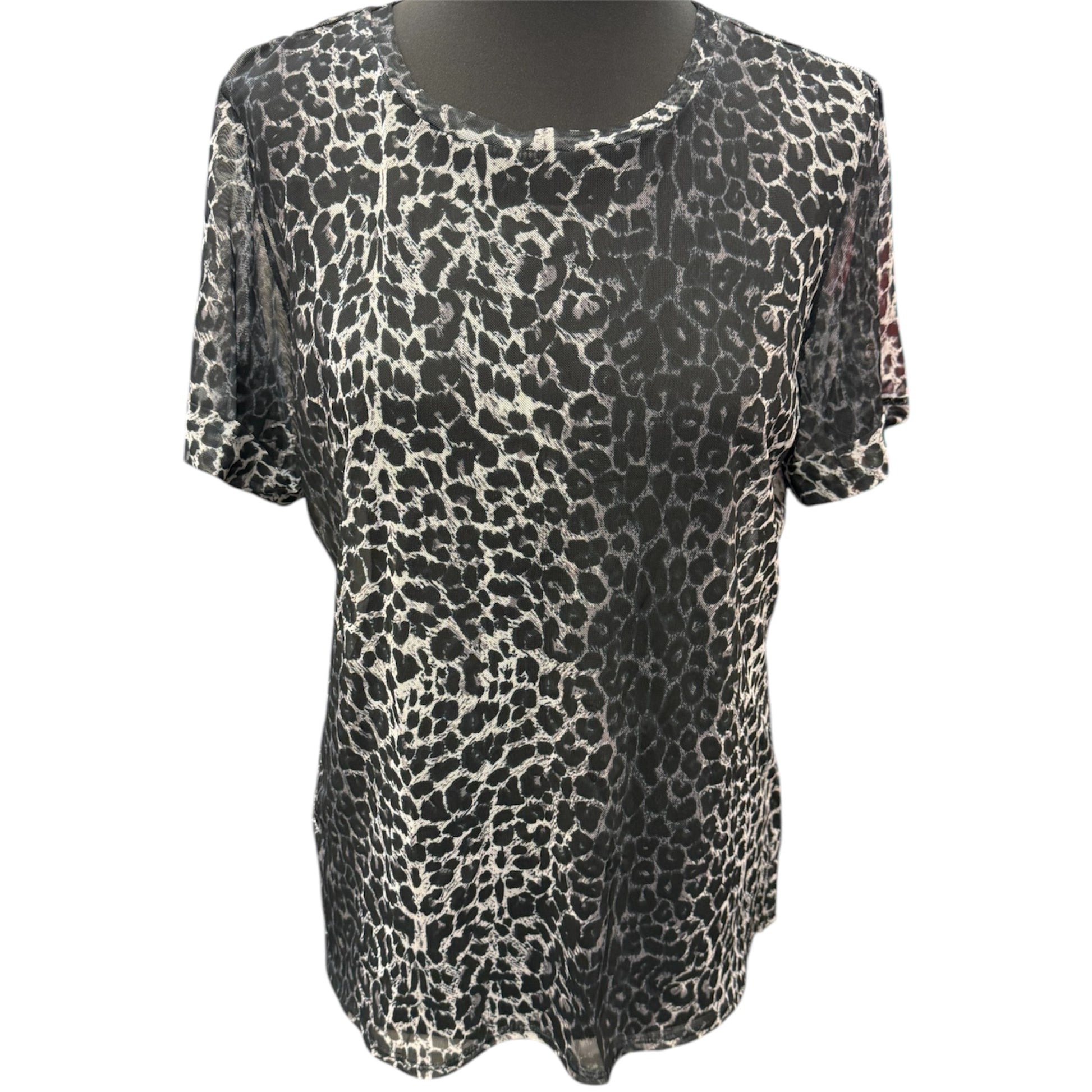 Dorothy Perkins animal print sheet round neck button short sleeeved top