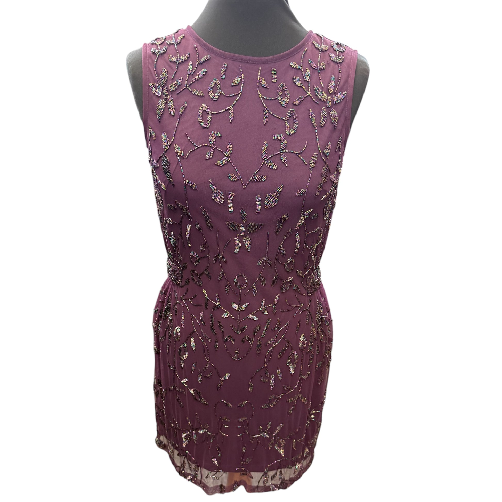 Ruby Ray purple sleeveless beaded occasion dress