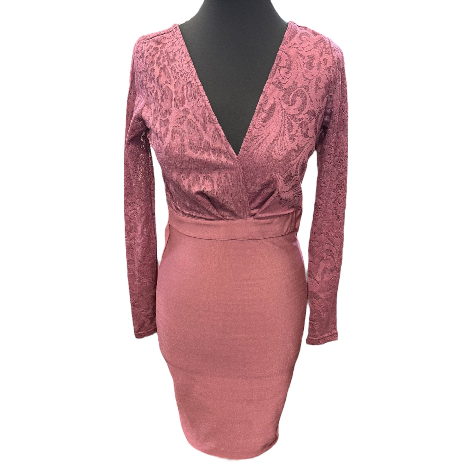 Long lace sleeved low back mini dress