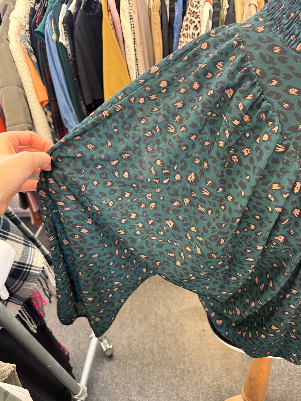 High neck animal print long sleeve blouse