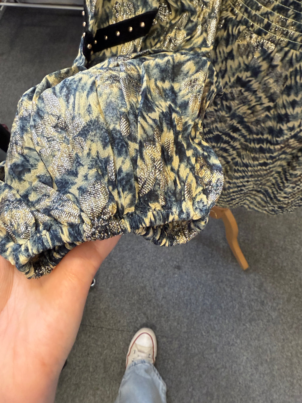 River Island long sleeve velvet detail mini dress (never worn)